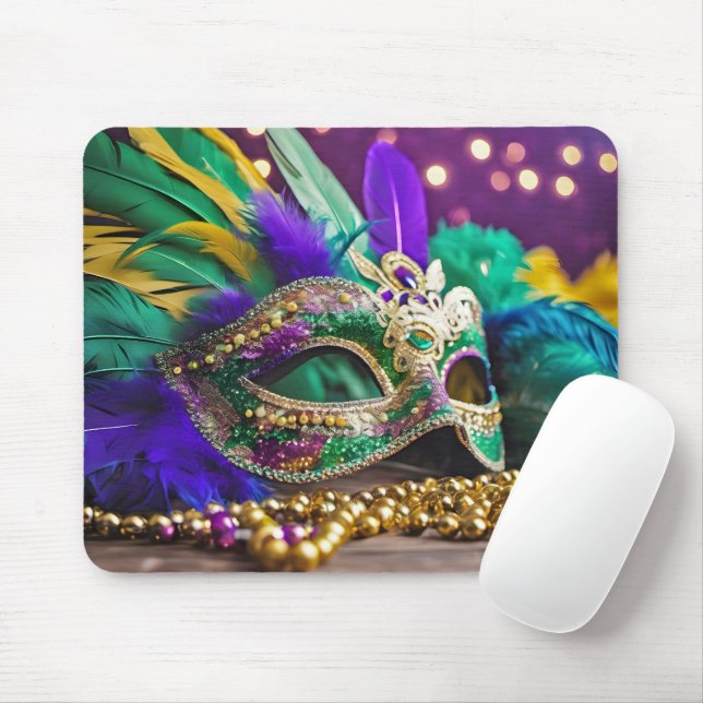 Tapis De Souris Masque Mardi Gras Avec Plumes (Avec souris)