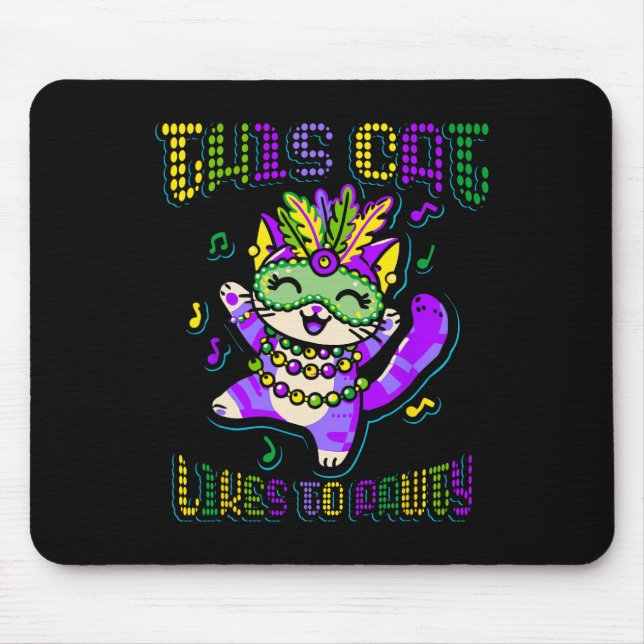 Tapis De Souris Masque Mardi Vêtements Costumes Mardi Gras Chat (Devant)
