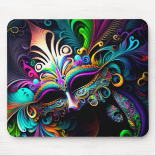 TAPIS DE SOURIS MASQUES MARDI GRAS AUX COULEURS CLAIRES