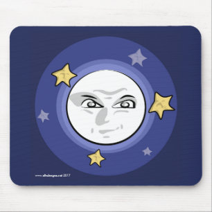 Tapis De Souris Mauvaise lune et étoiles se lèvent Mousepad