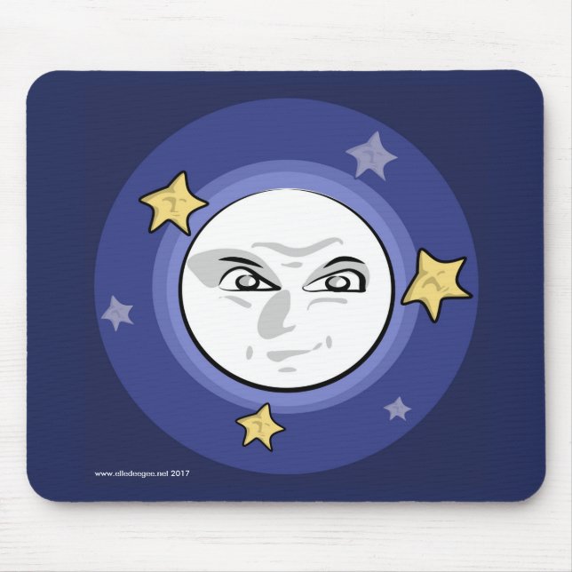 Tapis De Souris Mauvaise lune et étoiles se lèvent Mousepad (Devant)