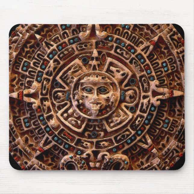 Tapis De Souris Mayan-Aztec Sacré Calendrier Soleil Art Mousepad (Devant)