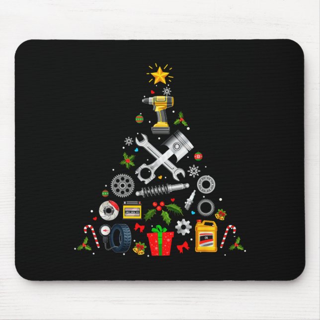 Tapis De Souris Mechanic Christmas Ornament Tree In Garage Car Mec (Devant)