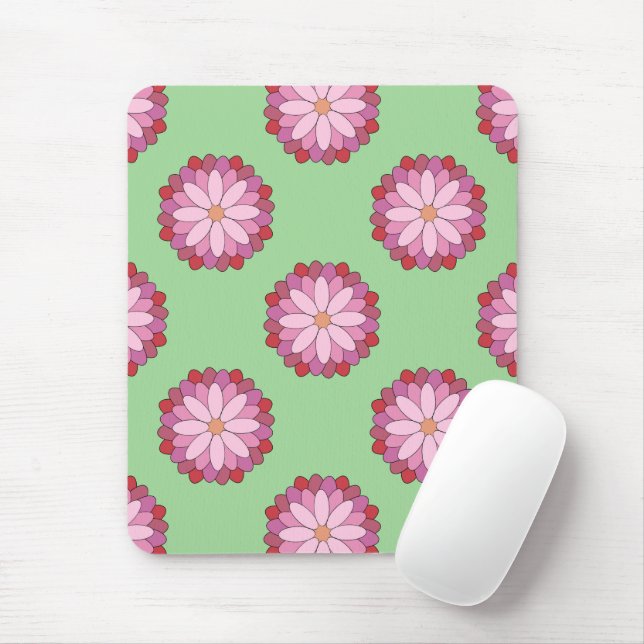 Tapis De Souris Médaillon asiatique rose pastel Floral (Avec souris)
