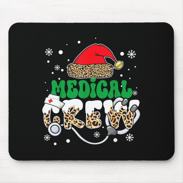 Tapis De Souris Medical Crew Nurse Leopard Santa Hat Stethoscope C (Devant)