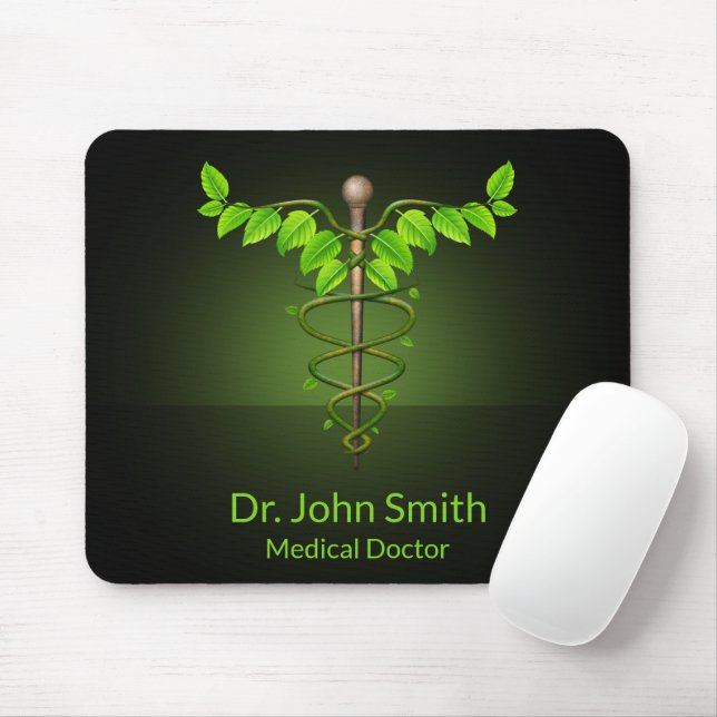 Tapis De Souris Médicale holistique alternatif Caduceus Feuilles v (Avec souris)