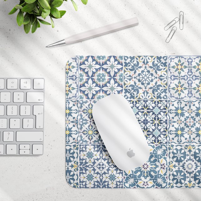 Tapis De Souris Mediterranean Tiles, Moroccan, Majolica, Azulejo (Créateur téléchargé)