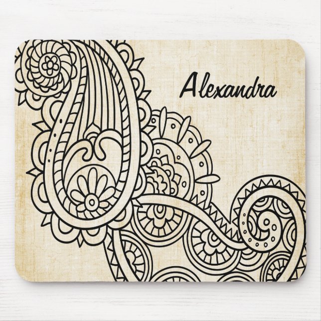 Tapis De Souris Mehndi Motif Mousepad Beige (Devant)