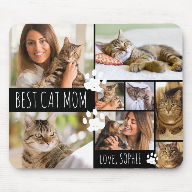 Tapis De Souris MEILLEUR CAT MOM 8 Photos personnalisées (Devant)