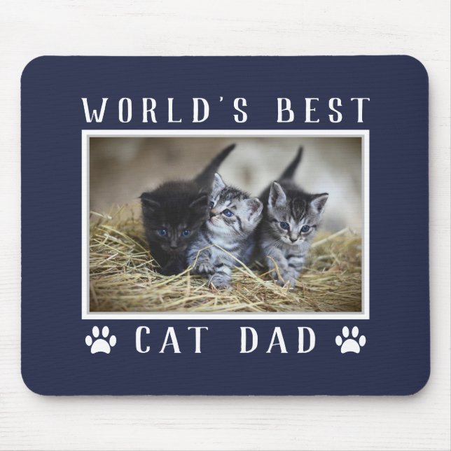 Tapis De Souris Meilleur Chat Papa Photo Empreintes de pattes Mari (Devant)
