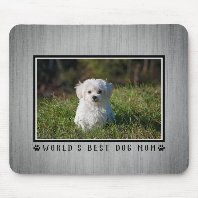 Tapis De Souris Meilleur chien maman Empreintes de pattes du monde (Devant)