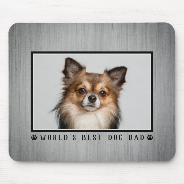 Tapis De Souris Meilleur chien papa Empreintes de pattes du monde  (Devant)