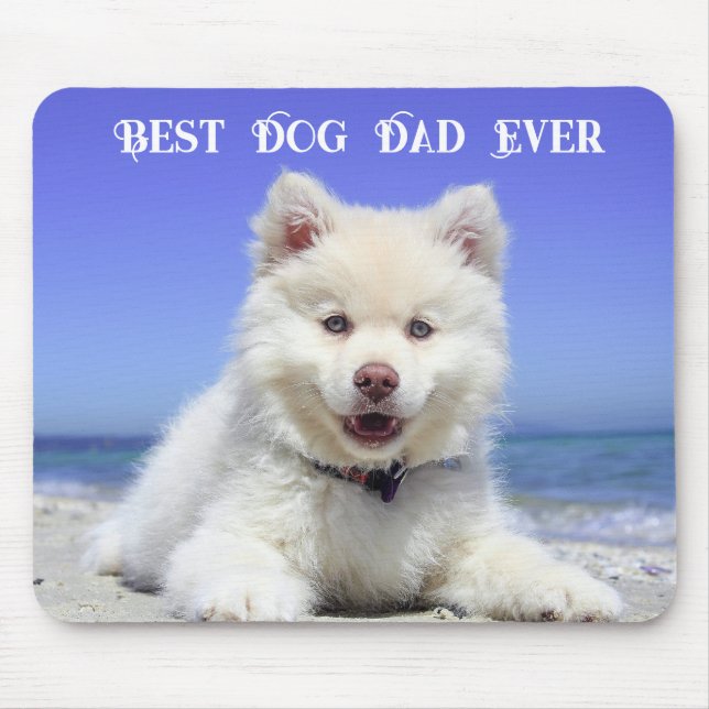 Tapis De Souris Meilleur Chien Papa Jamais Photo Animaux Amusants  (Devant)