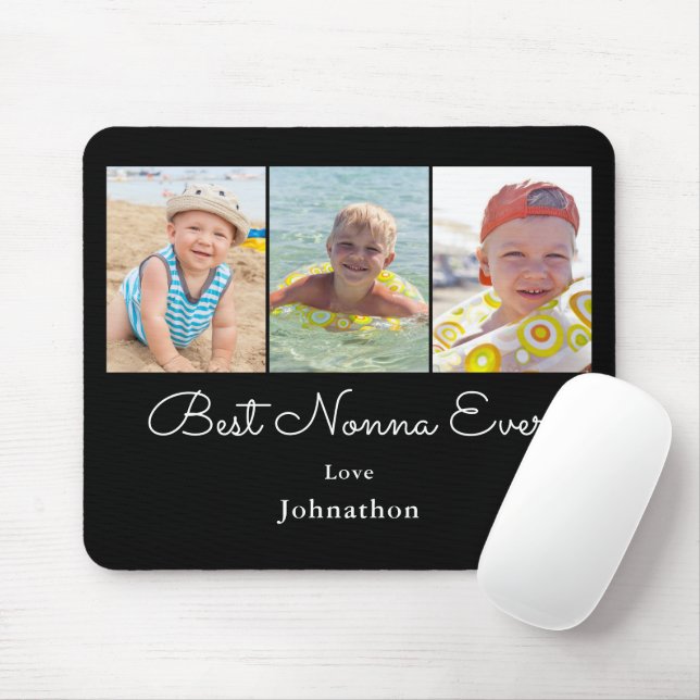 Tapis De Souris Meilleur Collage photo de Nonna Grandma Mousepad (Avec souris)