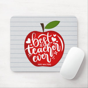 Tapis De Souris Meilleur enseignant jamais nom Red Apple Retour à 