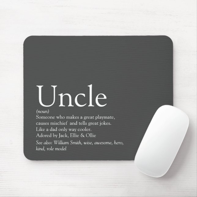 Tapis De Souris Meilleur Oncle Funcle Définition Moderne Gris (Avec souris)