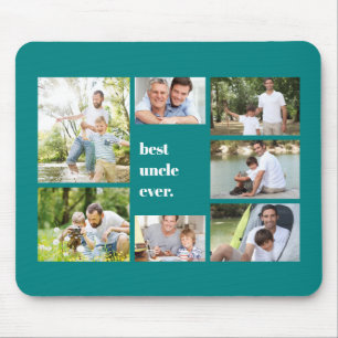 Tapis De Souris Meilleur Oncle Jamais Turquoise Collage photo