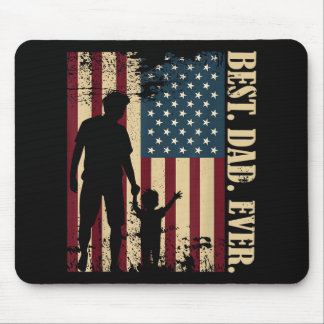 Tapis De Souris Meilleur Papa Avec Nous Drapeau Américain Vintage