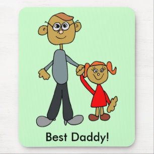 Tapis De Souris Meilleur papa Fête des pères Père fille dessin