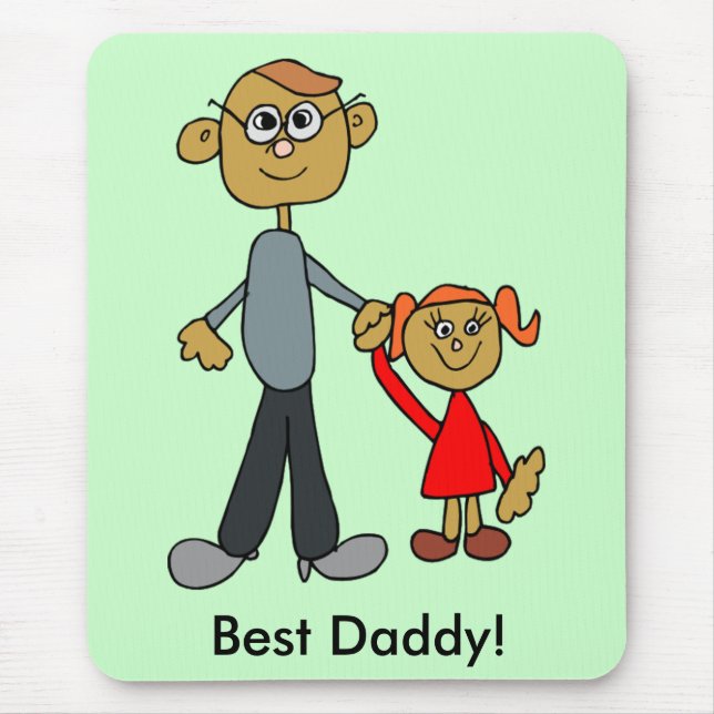 Tapis De Souris Meilleur papa Fête des pères Père fille dessin (Devant)