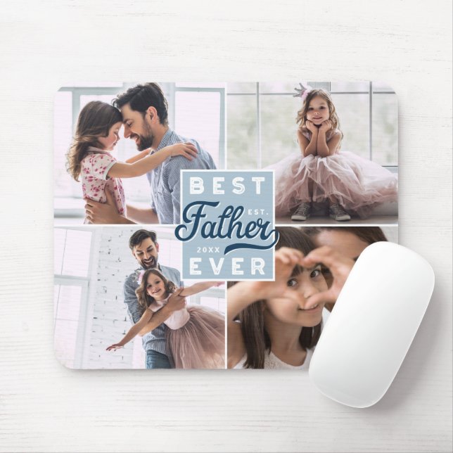 Tapis De Souris Meilleur Père Jamais Personnalisé Quatre Photo Fam (Avec souris)
