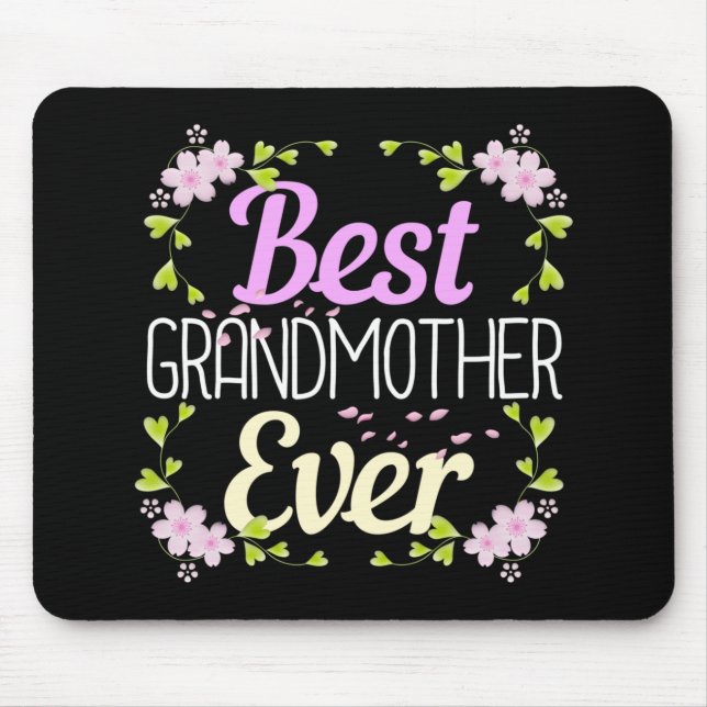 Tapis De Souris Meilleure grand-mère jamais - Rose Floral (Devant)