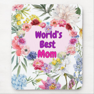 Tapis De Souris Meilleure maman du monde - Floral Mousepad pour l'