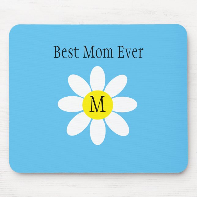 Tapis De Souris Meilleure Maman Jamais Blanc Marguerite Ciel Bleu  (Devant)