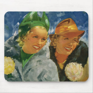 Tapis De Souris Meilleures amies vintage ! Femmes élégantes et sty
