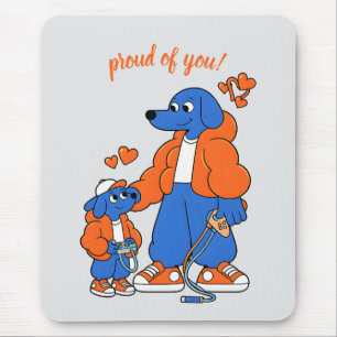 Tapis De Souris Meilleurs amis : Duo de Blue Dog père et fils ( Or