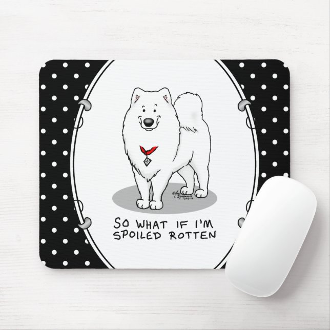 Tapis De Souris Mélange Dog Samoyé Dog Mignonne Attitude drôle (Avec souris)