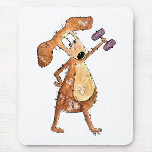 Tapis De Souris Mélange Whimsical Brown Chien Poids de levage