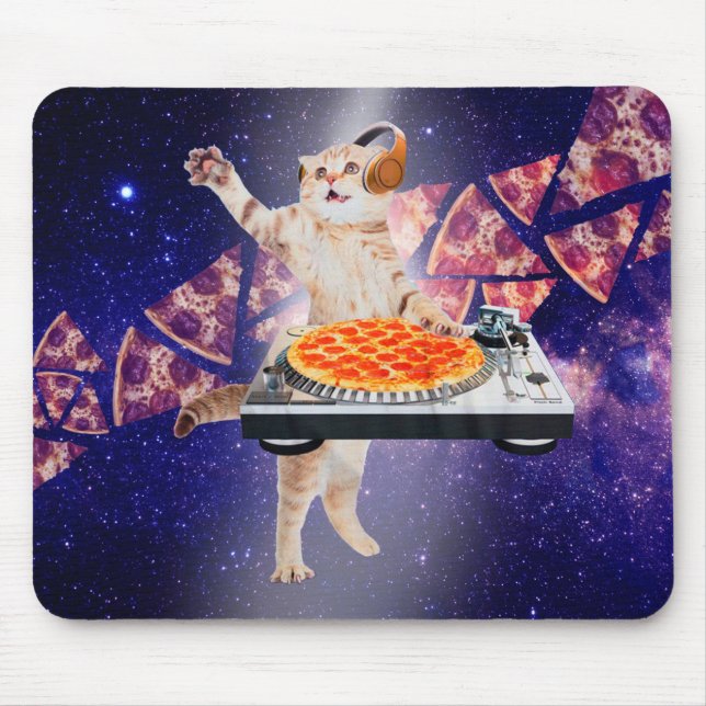 Tapis De Souris Mélangeur de Tourne-disque de chat DJ (Devant)