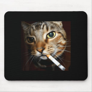Tapis De Souris Mème de chat qui fume drôle humour noir chat sarca