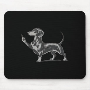 Tapis De Souris Mème de chien fun noir canaille doigt d'honneur 