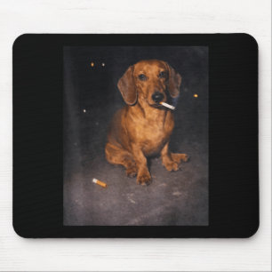 Tapis De Souris Mème de chien teckel amusant fumant un cigare mème