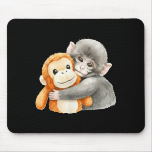 Tapis De Souris Mème de Punchkung le singe tenant un ami en peluch