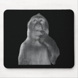 Tapis De Souris Mème de singe pensant drôle Curieux singe Brainrot