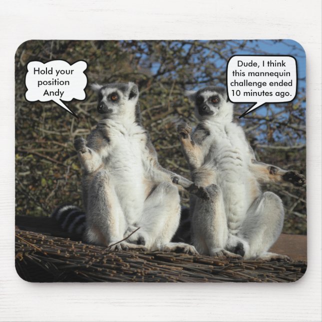 Tapis De Souris Mème Défi amusant Mannequin Lemurs (Devant)