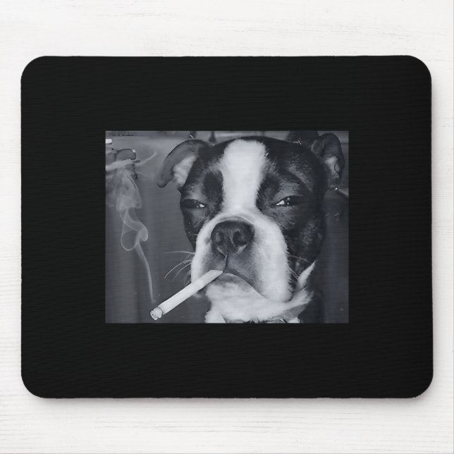 Tapis De Souris Mème drôle de chien qui fume une cigarette Mème de (Devant)