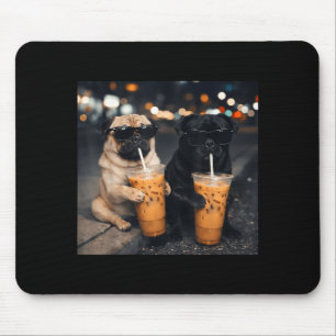 Tapis De Souris Mème drôle deux teckels buvant du café glacé