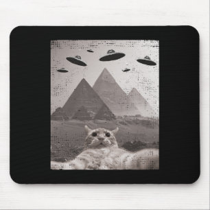 Tapis De Souris Mème Ufo Chat - Selfie Chat Drôle Avec Ufos