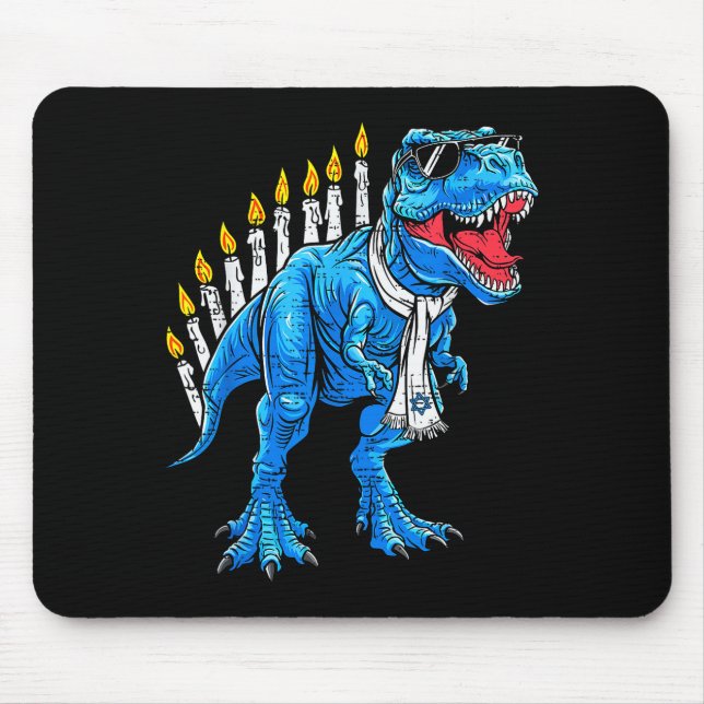 Tapis De Souris Menorasaurus Hanukkah T Rex Dinosaur Dino Chanukah (Devant)