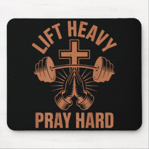 Tapis De Souris Mens Gym Christian Workout Papa Lève Lourd Prière