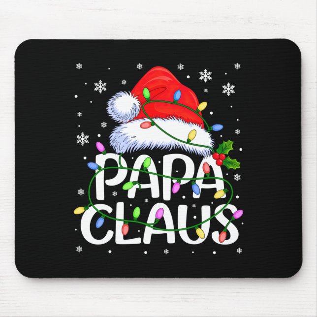 Tapis De Souris Mens Papa Claus Christmas Lights Long Sleeve  (Devant)