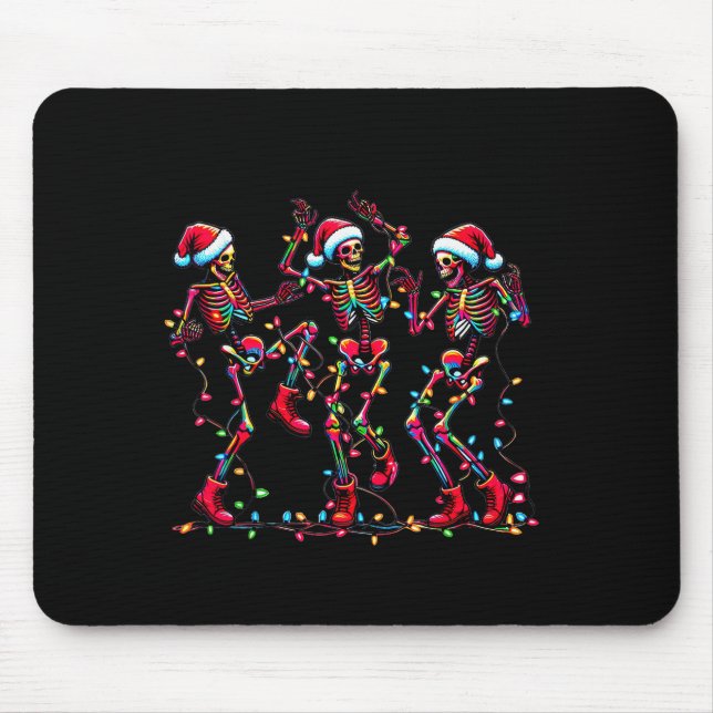 Tapis De Souris Mens Womens Christmas Skeleton Santa Dancing Light (Devant)