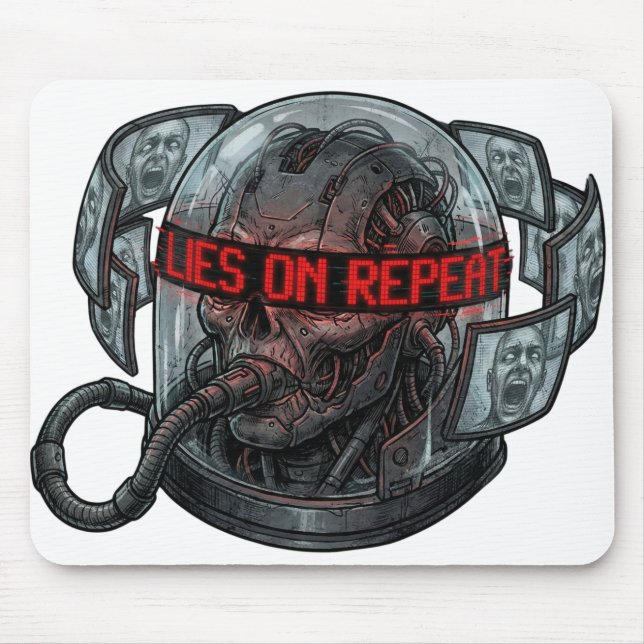 Tapis De Souris Mensonges en boucle – Propagande dystopique Brainw (Devant)