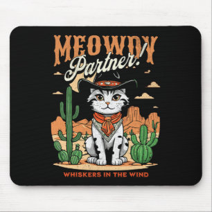 Tapis De Souris Meowdy Partner Cowboy Chat Carton Vintage Drôle