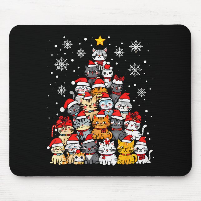 Tapis De Souris Meowy Catmas Cat Christmas Tree Xmas Girls Boys Fu (Devant)