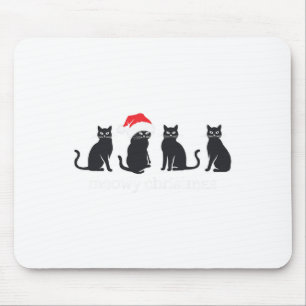 Tapis De Souris Meowys Noël Chat Noir Chapeaux de Père Noël Présen